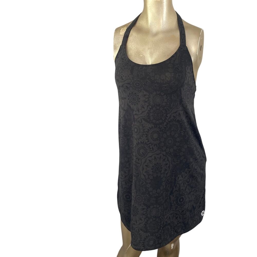 Hurley Black Mini Dress with Subtle Floral Pattern